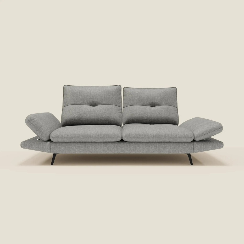 Ardex Divano 3 posti con schienali traslanti e braccioli regolabili in morbido tessuto impermeabile T06 grigio