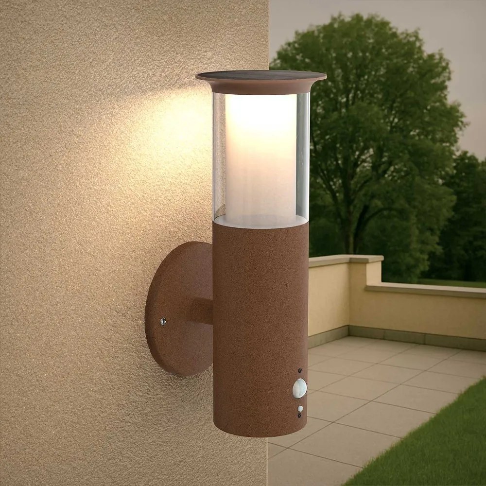Applique Solare Corten in Acciaio, con Sensore di Movimento, IP54 Colore Bianco Naturale 4.000K