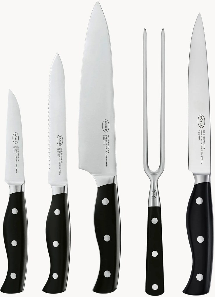 Set di 5 coltelli con forchettone per arrosto Pura