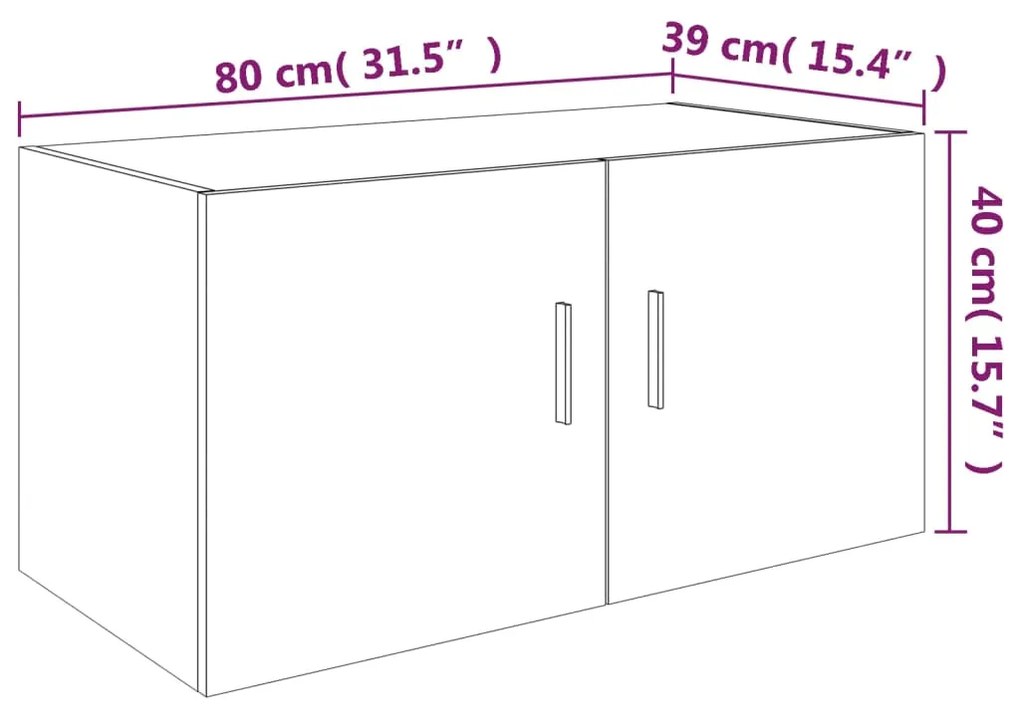 Armadietto a Parete Rovere Marrone 80x39x40cm Legno Multistrato