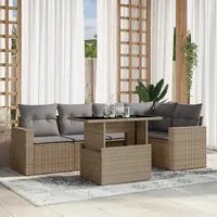 Set Divano da Giardino 6 pz con Cuscini Beige in Polyrattan 3267259