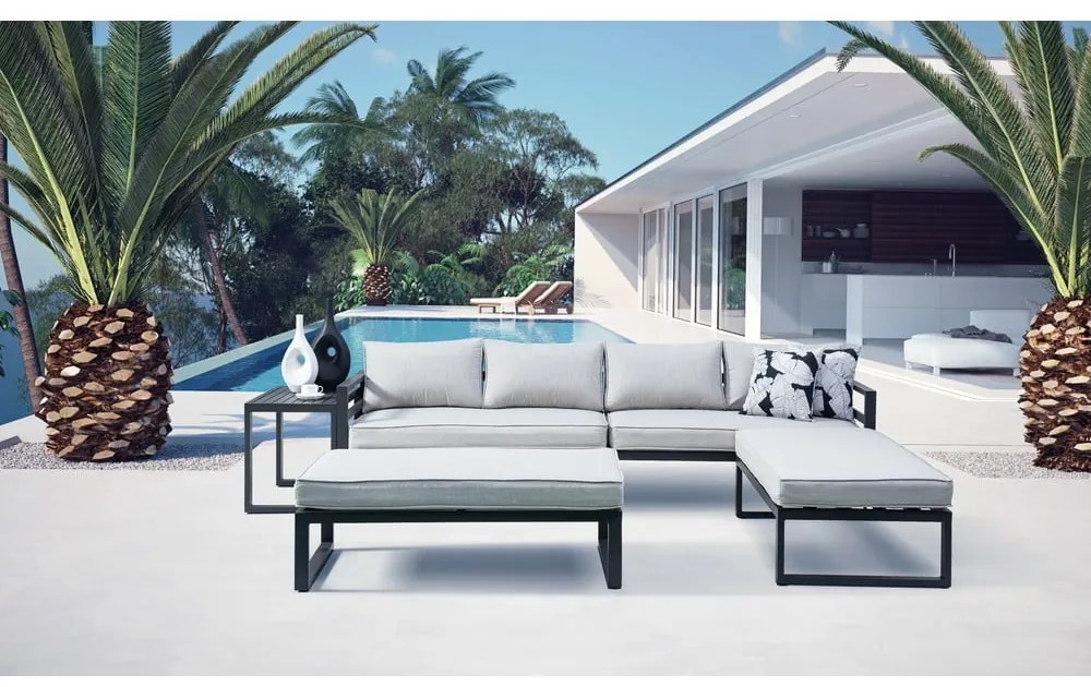 Set da giardino grigio/beige in metallo per 8 persone Portland – Rojaplast