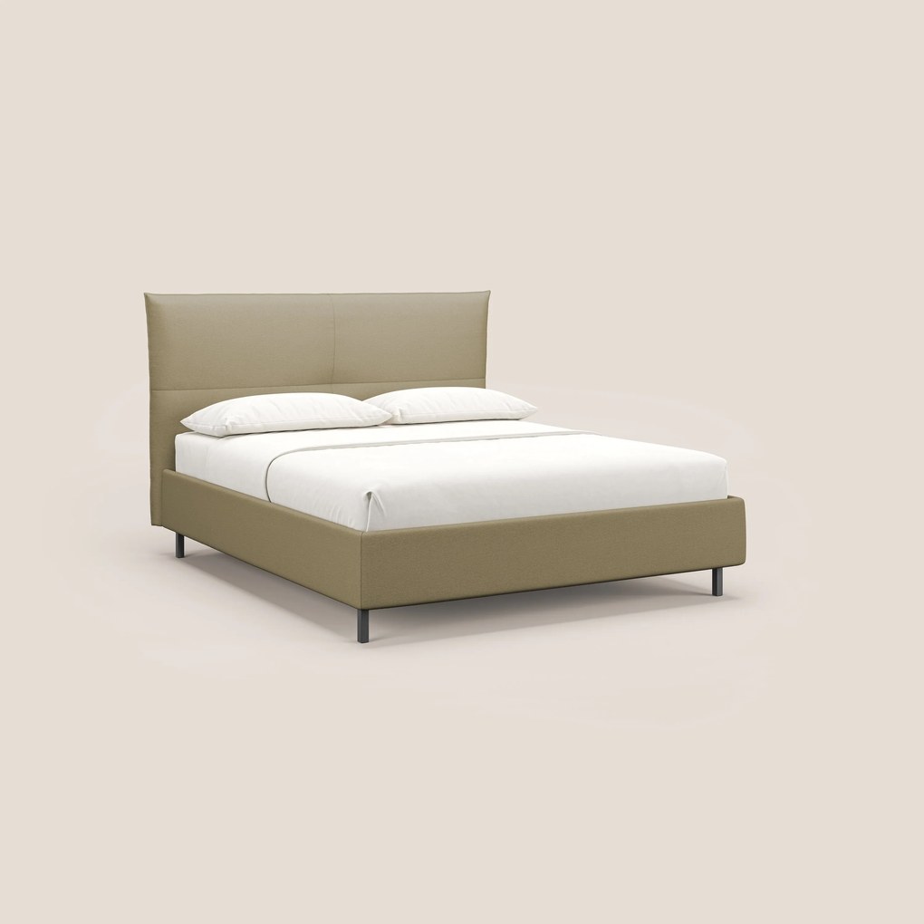 Izumi letto imbottito contenitore con piedi alti in tessuto smacchiabile T05 cammello