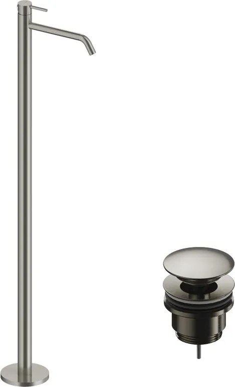 Rubinetto per lavabo centrostanza LOOP nichel spazzolato lucido SANYCCES con piletta