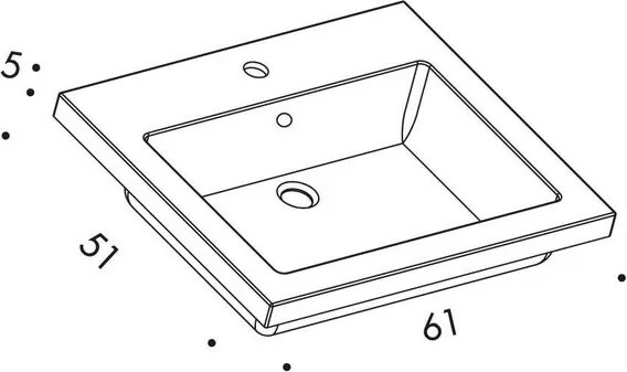 Lavabo d'appoggio rettangolare LEGO61 L 61 x H 5 x P 51 cm in ceramica bianco