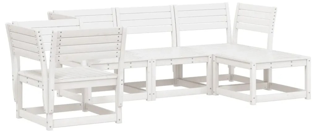 Set salotto da giardino 5 pz bianco in legno massello di pino