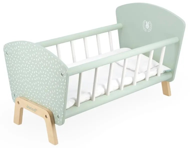 Culla in legno per bambole con copertina e cuscino - Zen