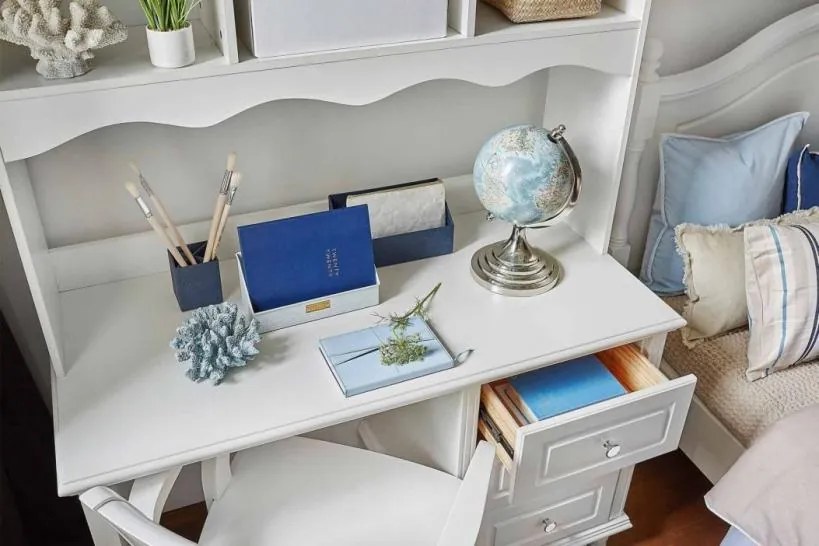Scrivania con libreria integrata di colore bianco in stile provenzale PRINCESS 815-Arrediorg.it