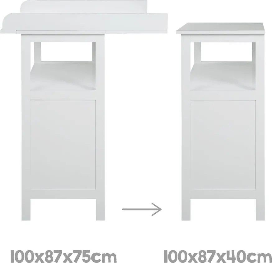 Cassettiera per bambini grigia con fasciatoio 87x100x75 cm Hamburg – Roba