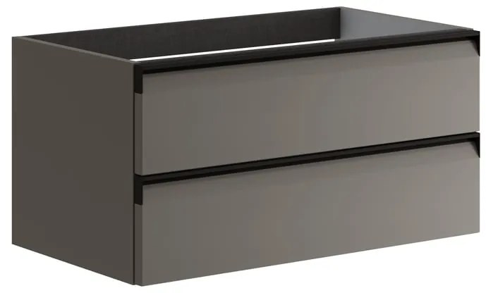 Mobile da bagno sospeso sotto lavabo L 79.5 x H 40 x P 45.5 cm grigio laccato opaco, 2 cassetti VISOBATH Fusion