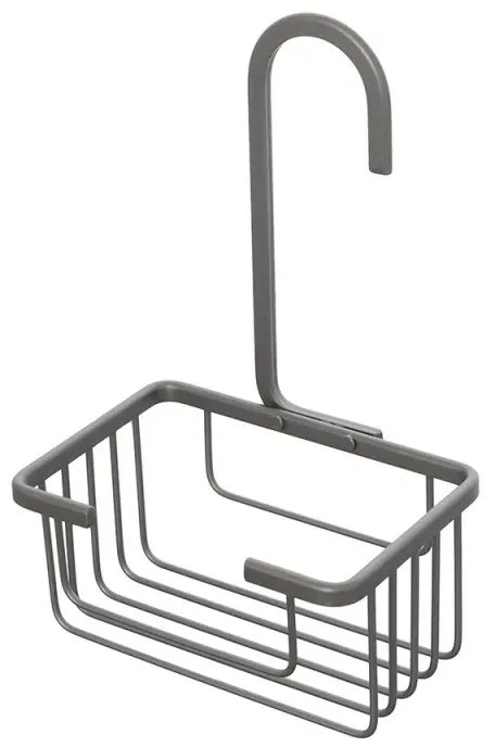 Portaoggetti doccia rettangolare a 1 ripiano con gancio in acciaio canna di fucile