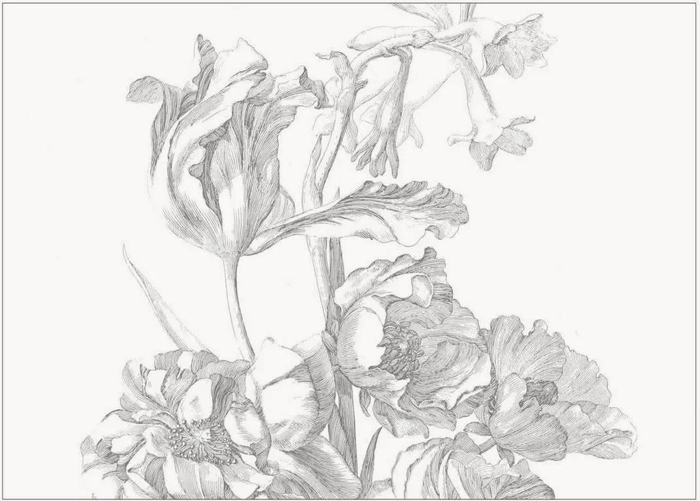 Carta da parati in tessuto non tessuto Engraved Flowers