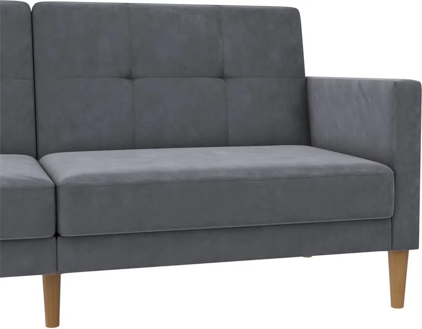 Divano grigio allungabile con rivestimento in velluto 207 cm Lilly – Støraa