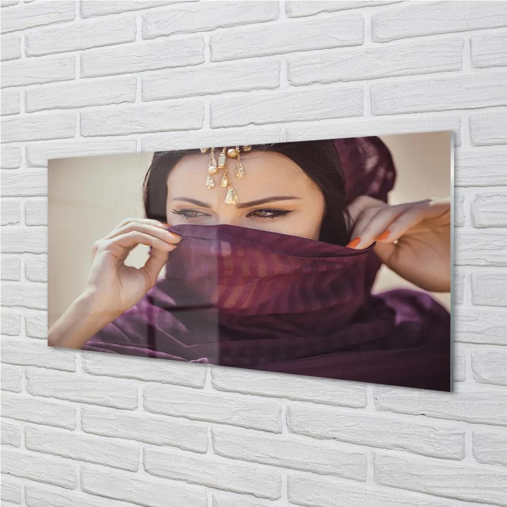 Quadro vetro acrilico Materiale della donna viola 100x50 cm
