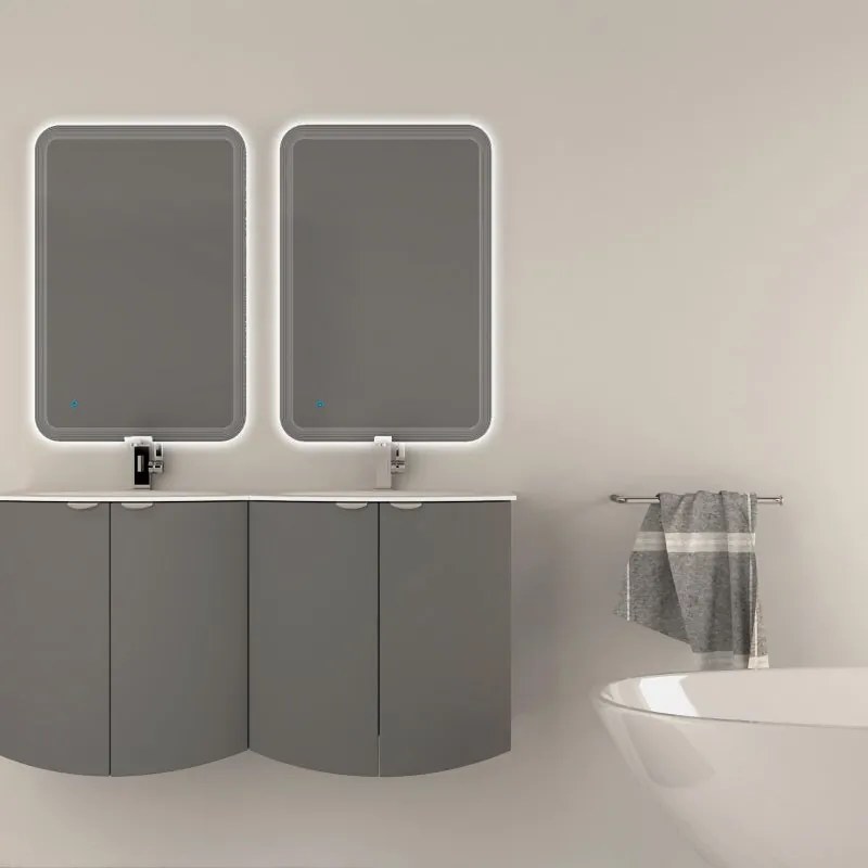 Mobile bagno sospeso con lavabo L 138 x H 70 x P 51 cm grigio nuvola per doppia vasca Onda