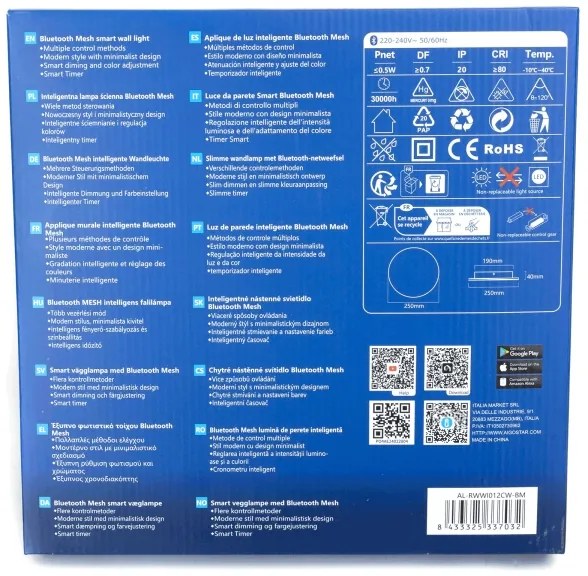 Aigostar - Applique a LED dimmerabile MESH Smart LED/12W/230V nero