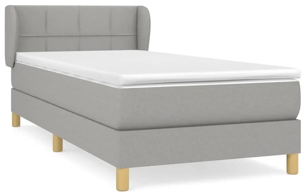 Giroletto a molle con materasso grigio chiaro 90x200 cm tessuto