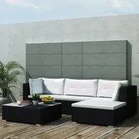 Set Divani da Giardino 5 pz con Cuscini in Polyrattan Nero 42100