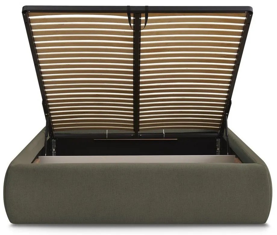 Letto matrimoniale imbottito verde scuro con contenitore/senza testiera con rete inclusa 160x200 cm Inera – Bobochic Paris