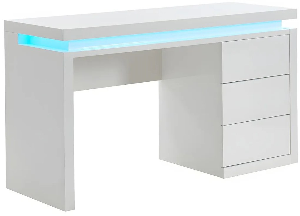 Scrivania - 3 cassetti - LED - MDF laccato bianco - EMERSON