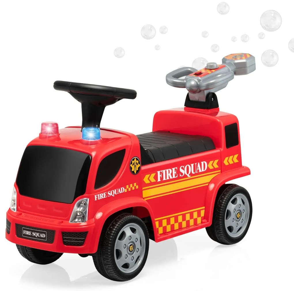 Costway Giocattolo cavalcabile per bambini con funzione bolla musica luci allarme, Monopattino giocattolo per bambini Rosso
