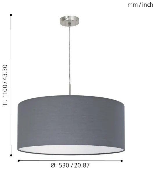 Eglo 31577 - Lampadario a sospensione con filo PASTERI 1xE27/60W/230V
