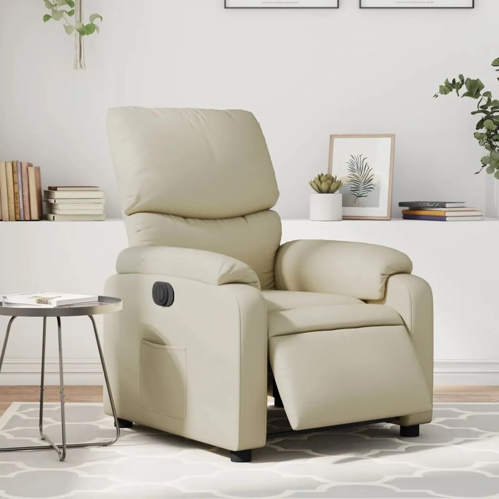 Poltrona Reclinabile Elettrica Crema İn Similpelle /