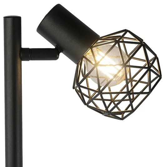 Lampada da terra di design nera 3 luci orientabile - Mesh