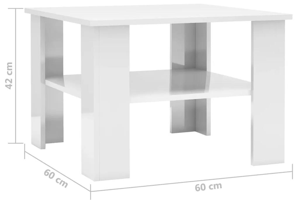 Tavolino da Salotto Bianco Lucido 60x60x42 cm Legno Multistrato