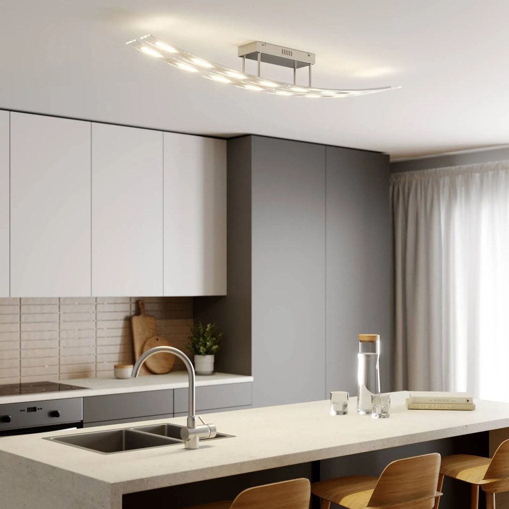 Lindby Plafoniera LED Jarda, vetro, 134 cm di lunghezza, dimmerabile