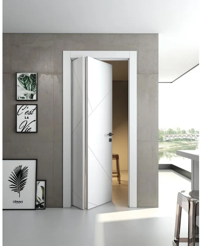 Porta pieghevole a libro asimmetrica Venezia bianco L 80 x H 210 cm sinistra