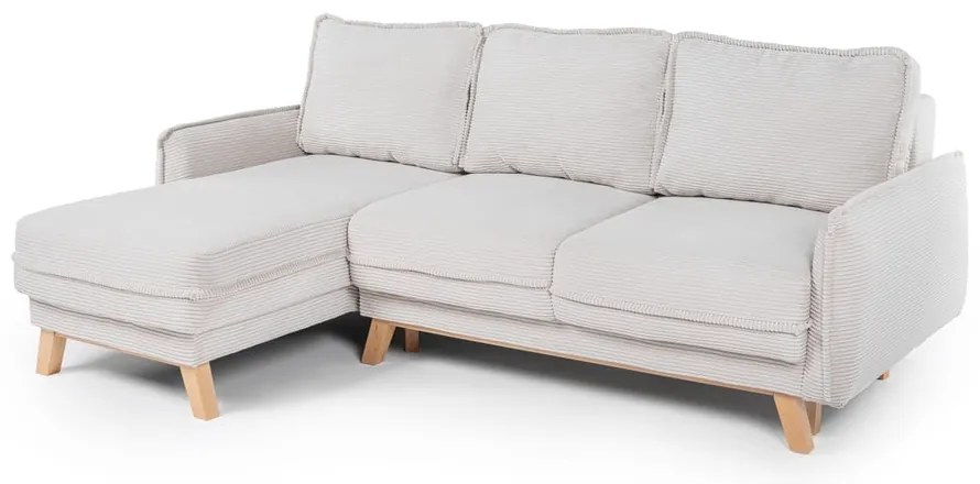 Divano letto variabile in velluto a coste beige divano ad angolo Tori - Bonami Selection