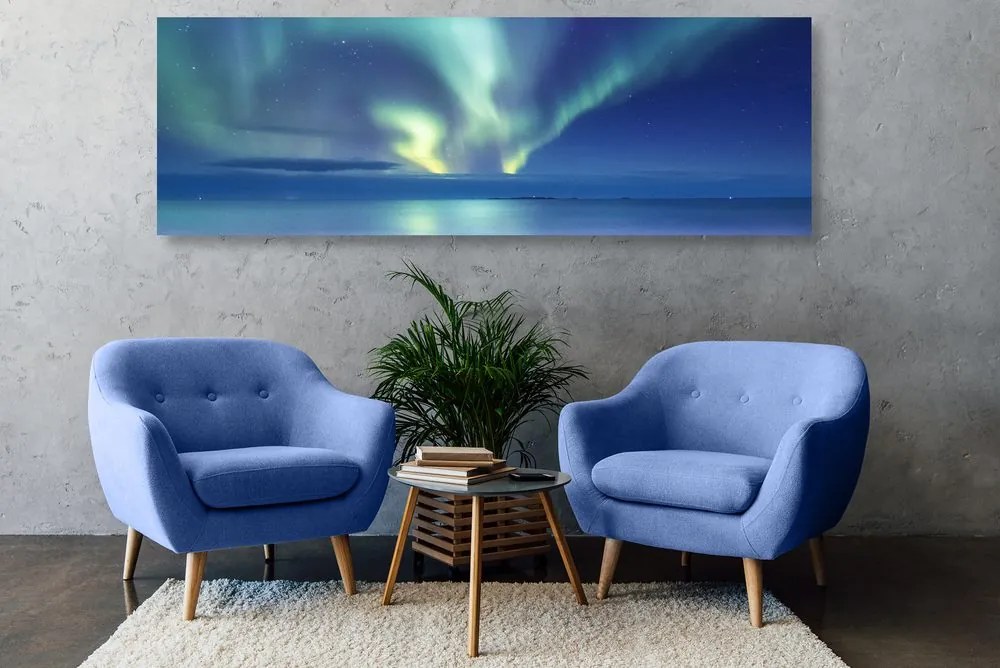 Stampa su tela – Aurora boreale sull'oceano