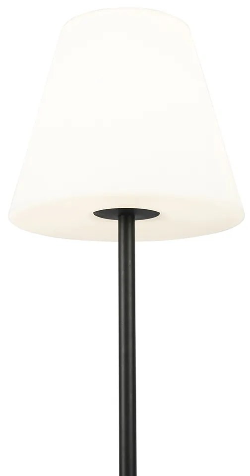 Lampada da terra intelligente nera con paralume bianco 35 cm IP65 con LED - Virginia