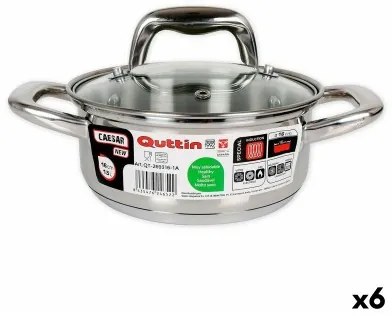 Casseruola Quttin 139494 Con coperchio Acciaio Ø 16 x 7 cm (6 Unità) (16 cm) (1,5 L)