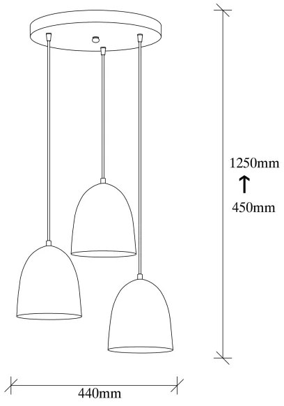 Lampada a sospensione con cavo TATTOO 3xE27/40W/230V nero
