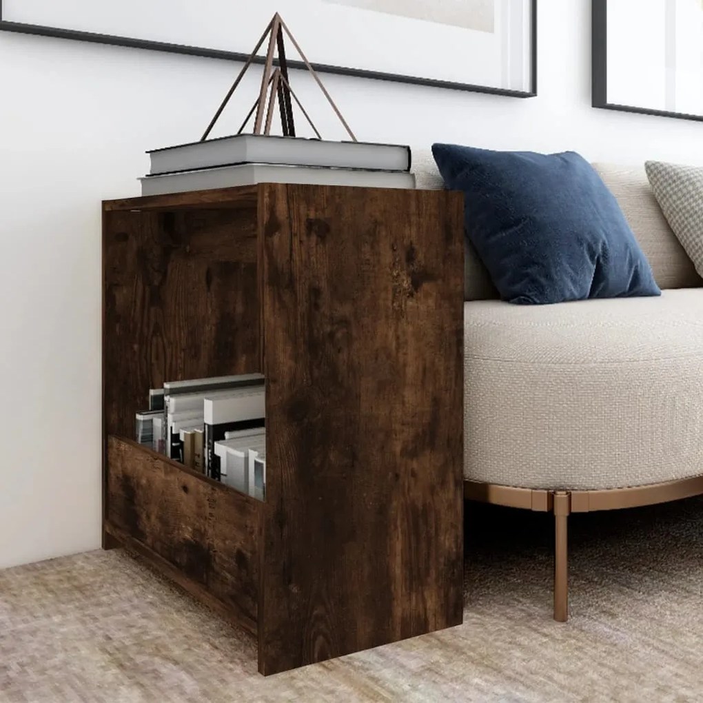 Tavolino Rovere Fumo 50x26x50 Cm İn Legno Multistrato /