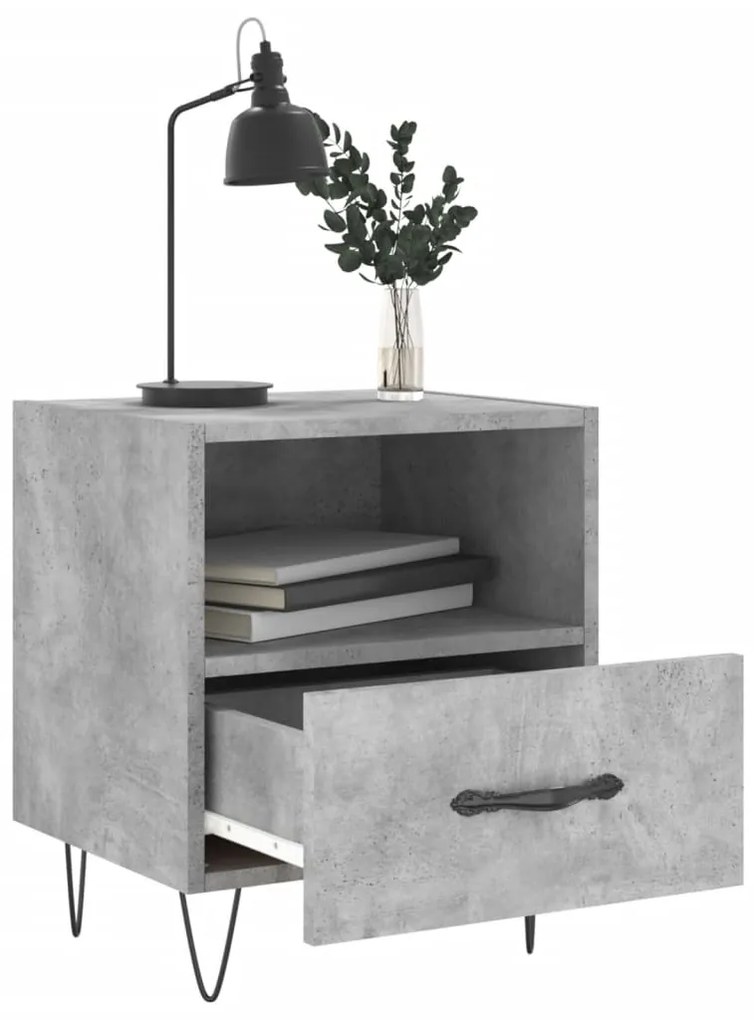 Comodini 2 pz grigio cemento 40x35x47,5 cm in legno multistrato