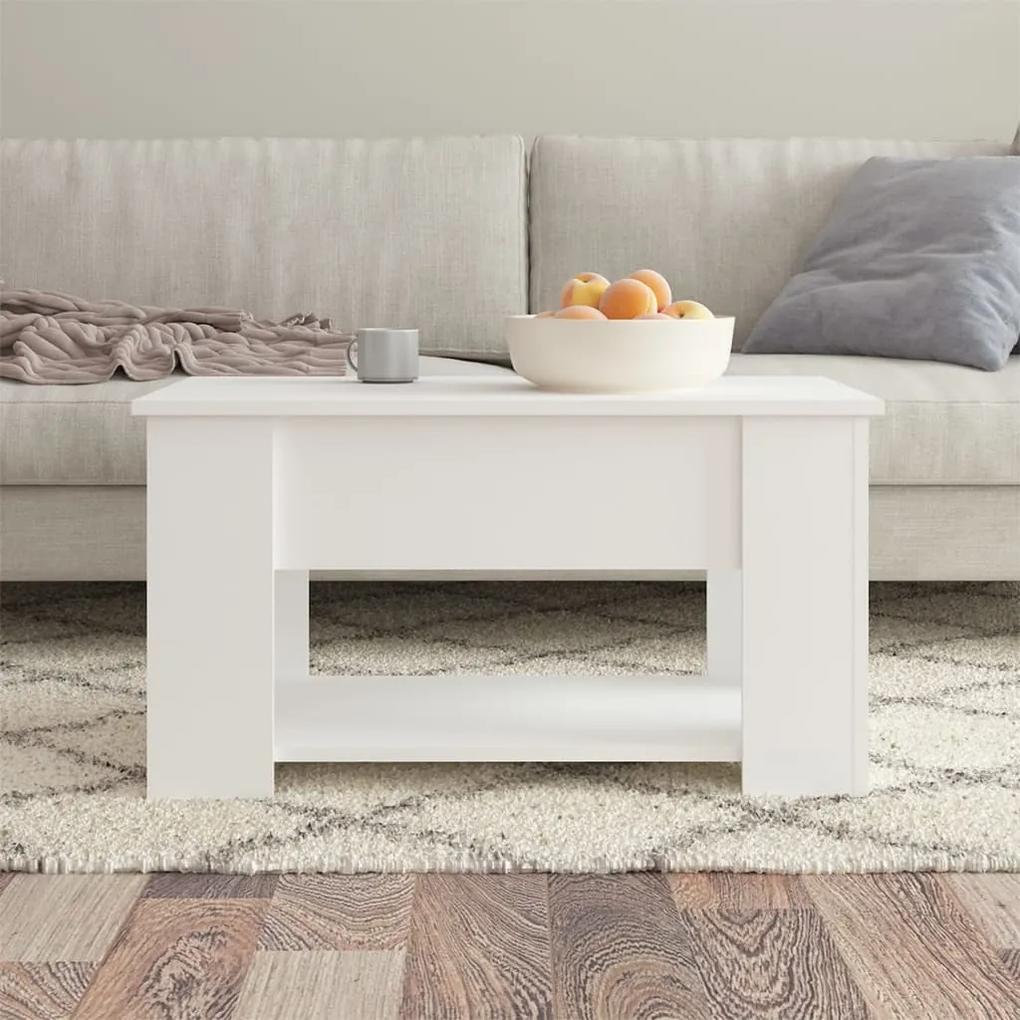 Tavolino da salotto bianco 79x49x41 cm in legno multistrato