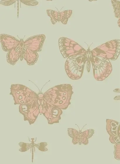 Cole & Son Carta da parati Butterflies & Dragonflies - Pink & Olive
