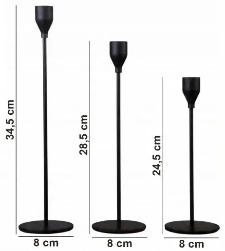 Set di 3 portacandele neri
