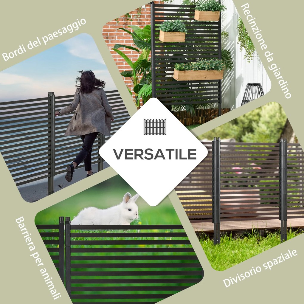 Recinzione Divisorio da Giardino 93x22x150 cm Modulabile Autoportante in Acciaio Marrone...