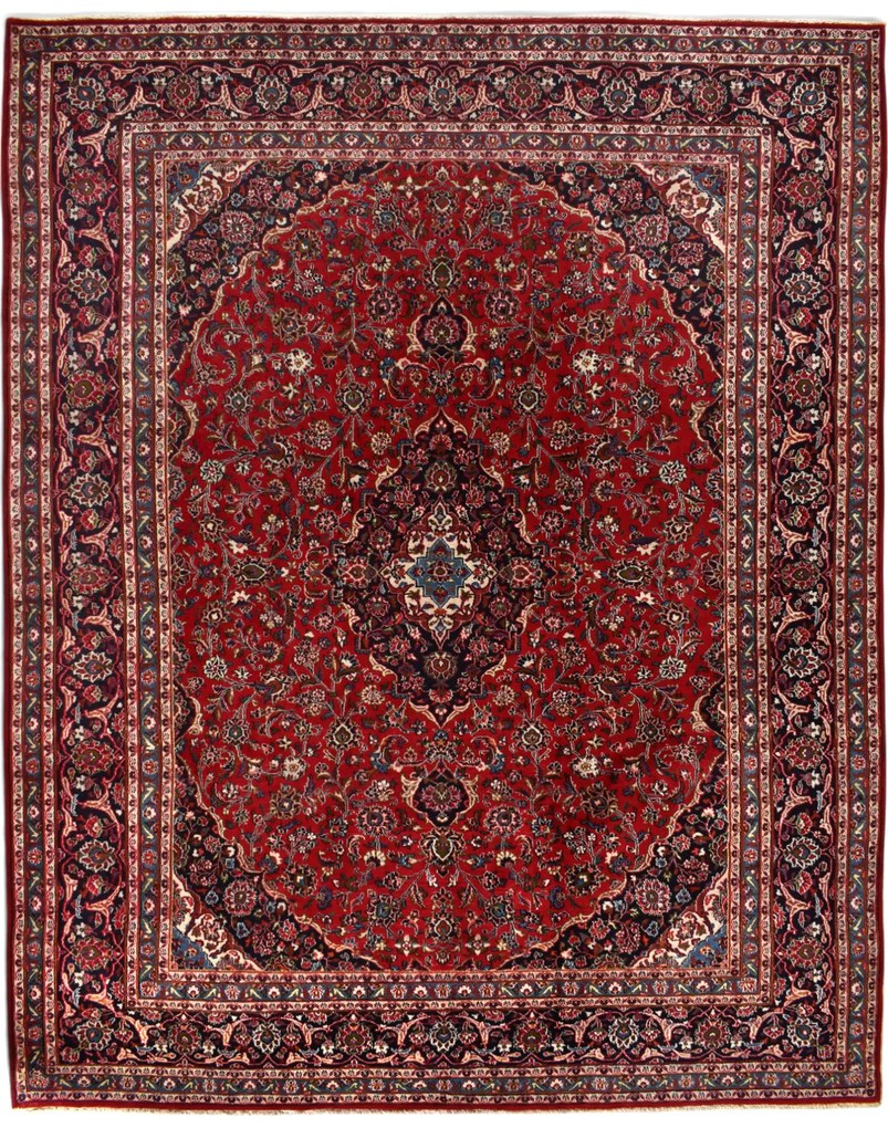 Mashad Tappeto 380x300 Rosso (Iran) Annodato A Mano