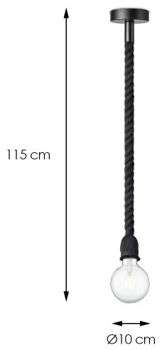 Lampadario a sospensione con filo LEONARDO ROPE 1xE27/10W/230V nero