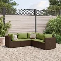 Set Divani da Giardino 5 pz con Cuscini Marrone in Polyrattan 3308126