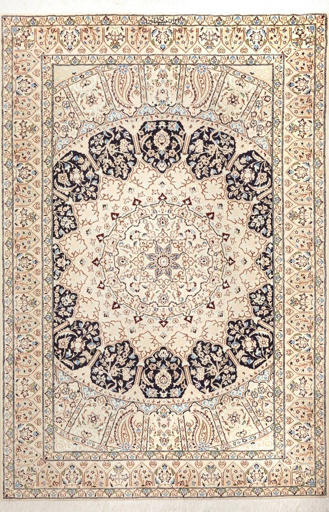 Nain Tappeto 130 x 200 Blu (Iran) Annodato A Mano