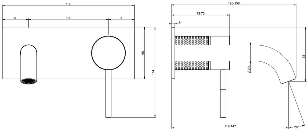 Parte esterna miscelatore lavabo a parete bocca media senza scarico parte incasso non inclusa steel brushed cesello 54488 gessi