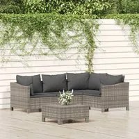 Set Divani da Giardino 5 pz con Cuscini in Polyrattan Grigio 3187273