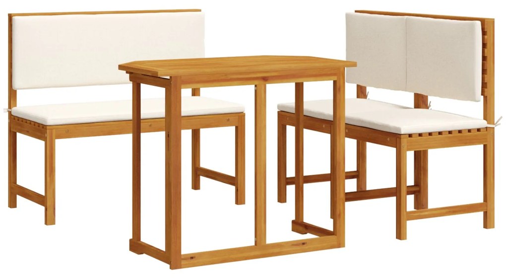 Set da pranzo da giardino 4 pezzi in legno massello di acacia