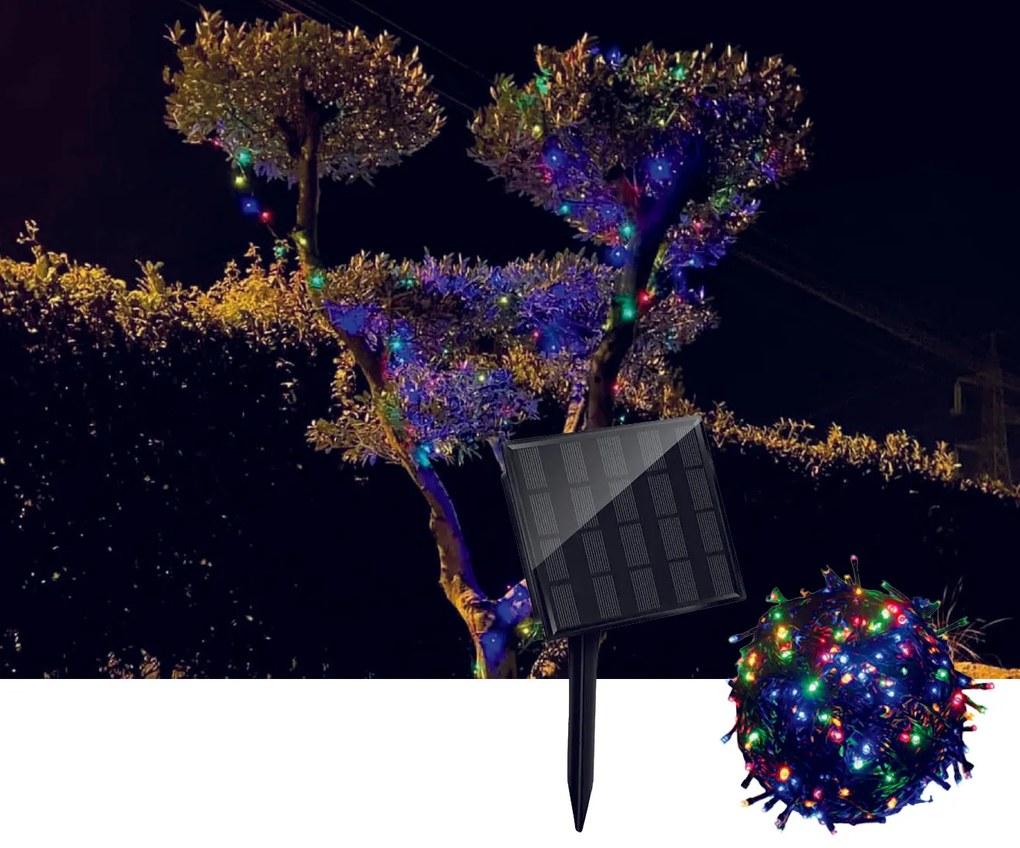 Luci Di Natale Solari 100 Led Multicolor